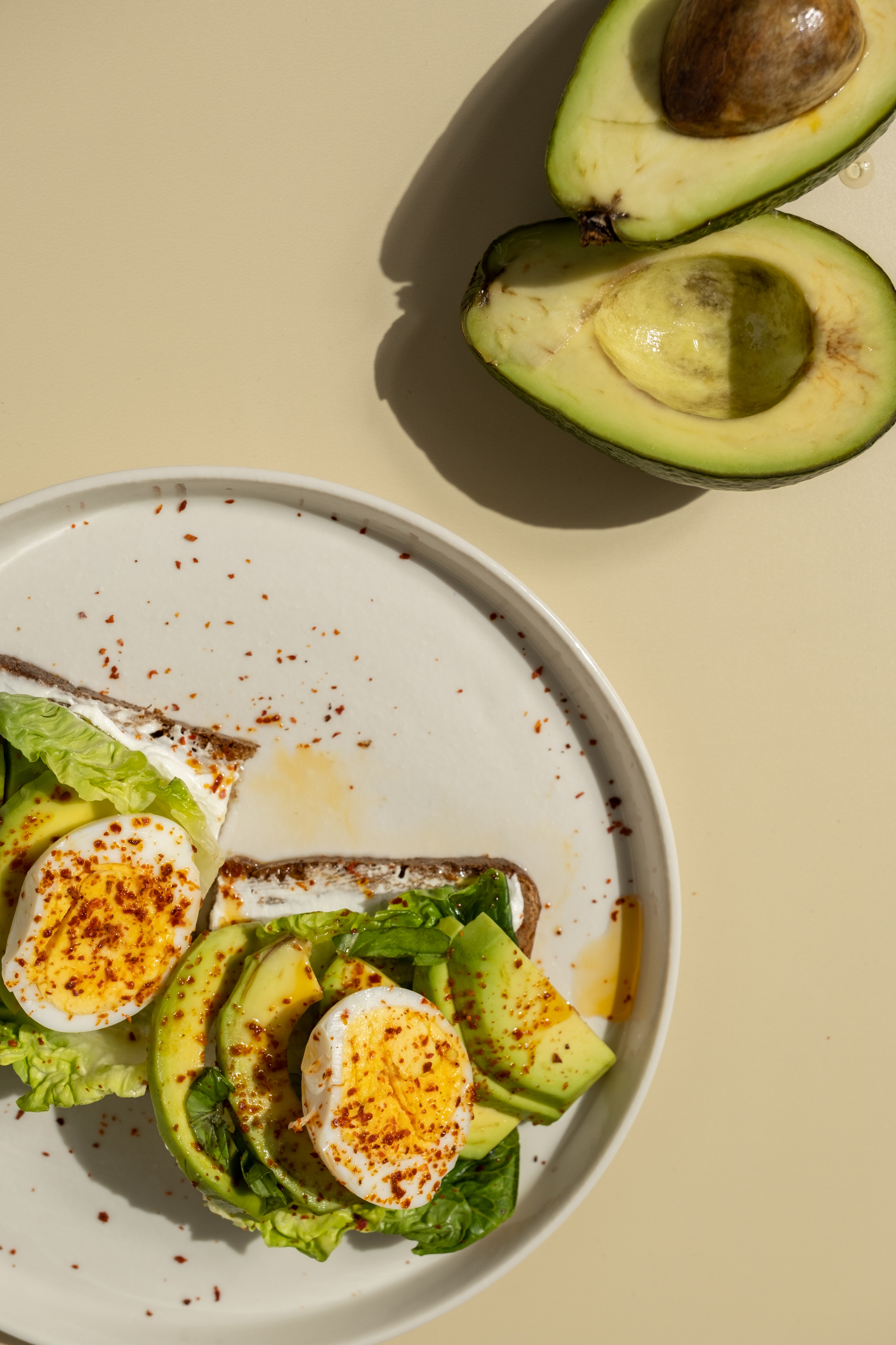 Avocado Sandwich with Egg Flatlay